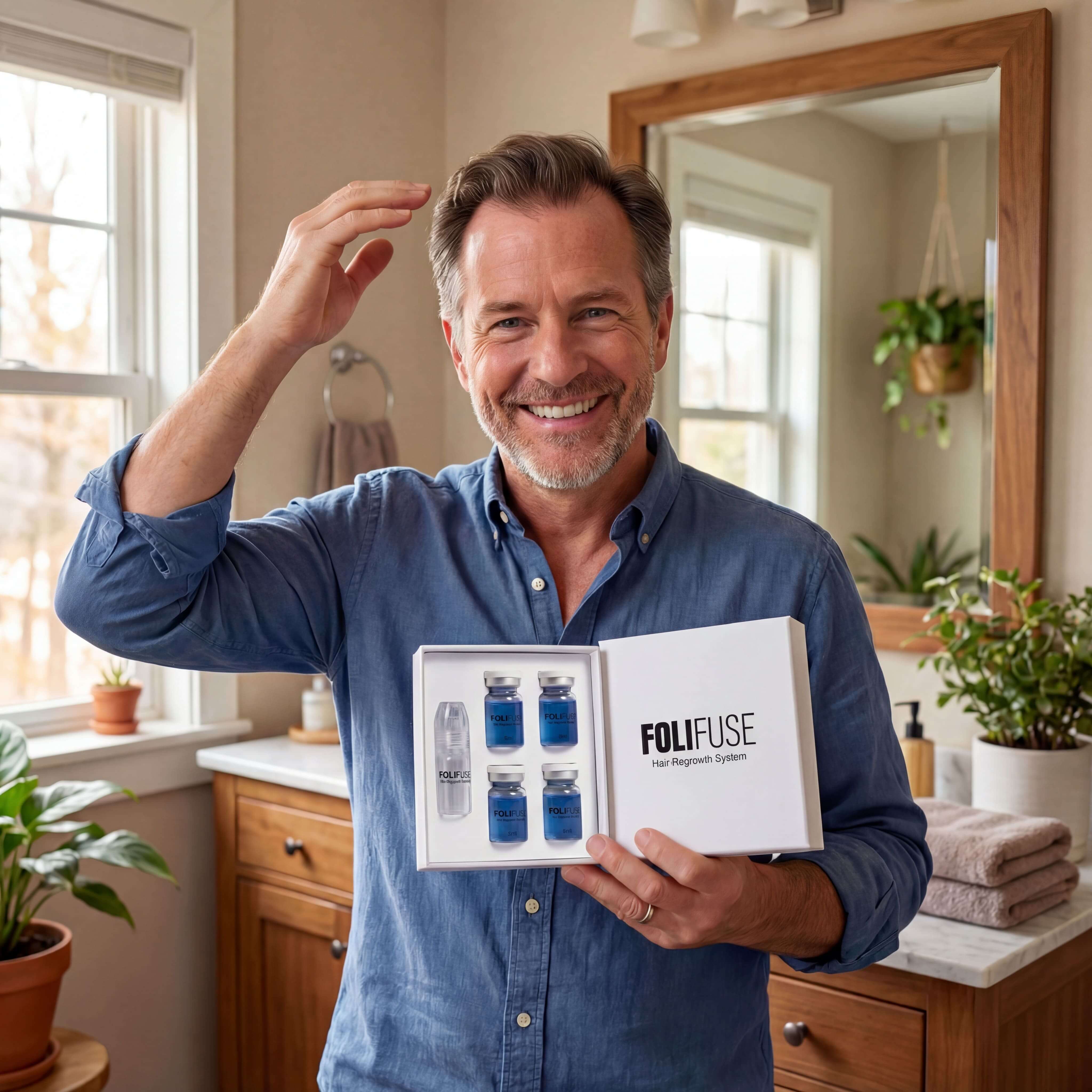 Happy customer with successful hair regrowth