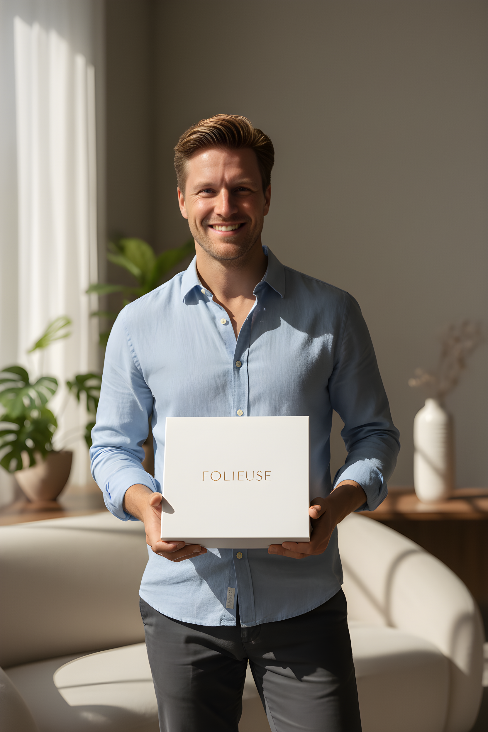 Happy customer with successful hair regrowth